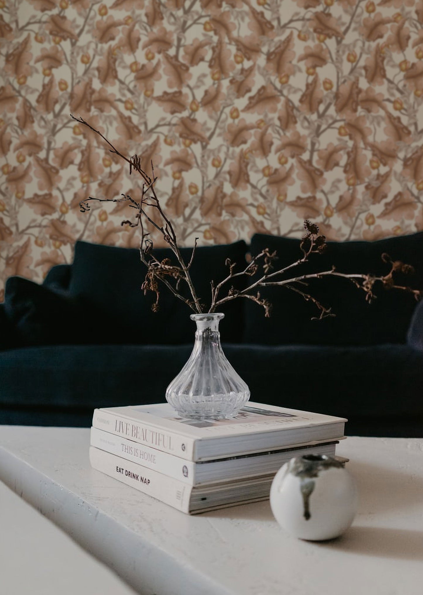 Blumen-Tapete - Ranunkel - Braun & Creme
