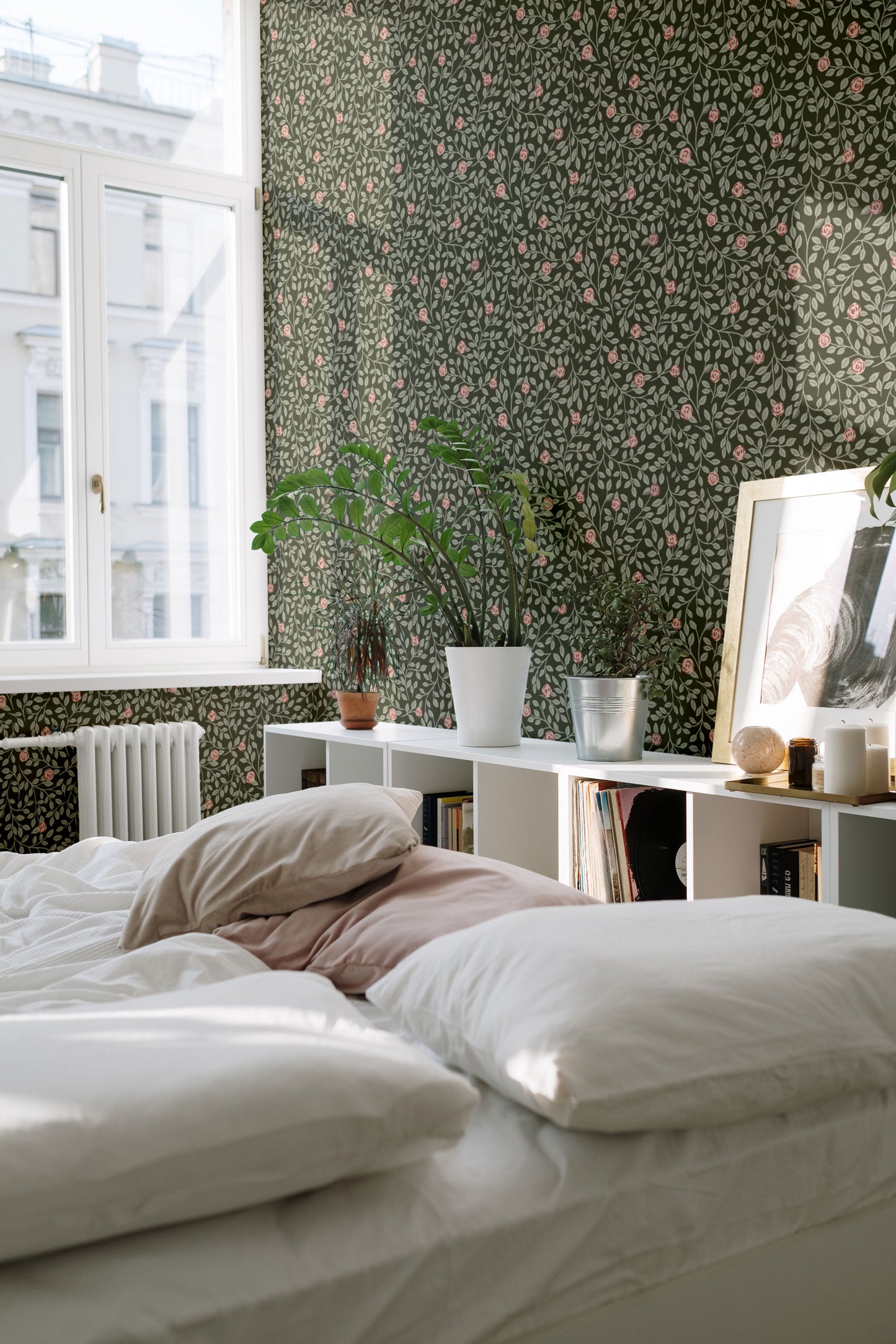 Peel & Stick Wallpaper - Climbing Rose - Green