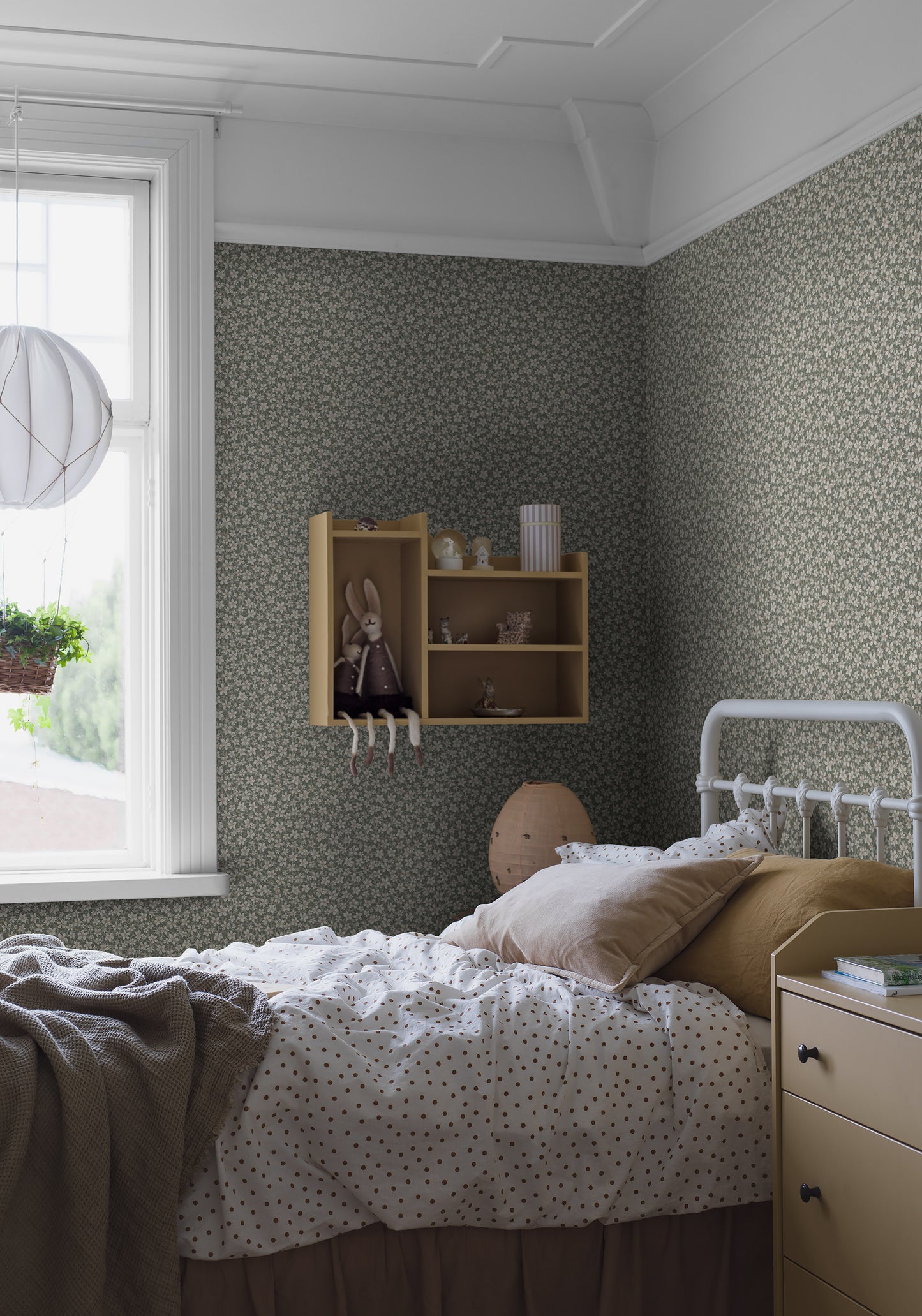 Borastapeter Behang - Bosbloem - Groen/Grijs