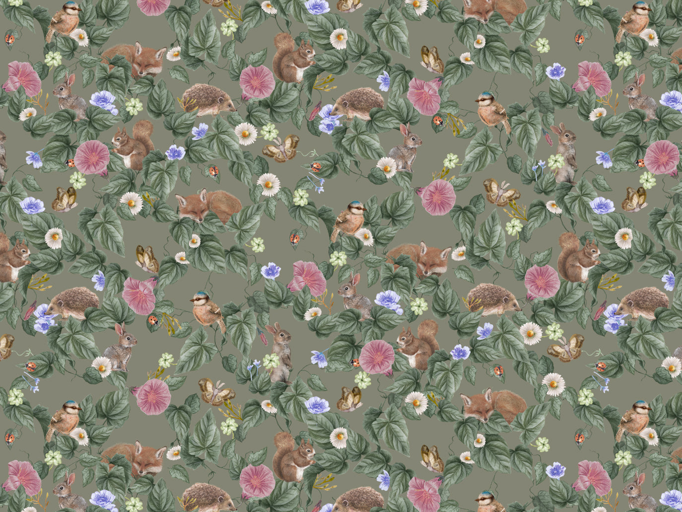 Nursery Wallpaper - Forest Lullaby - Moss