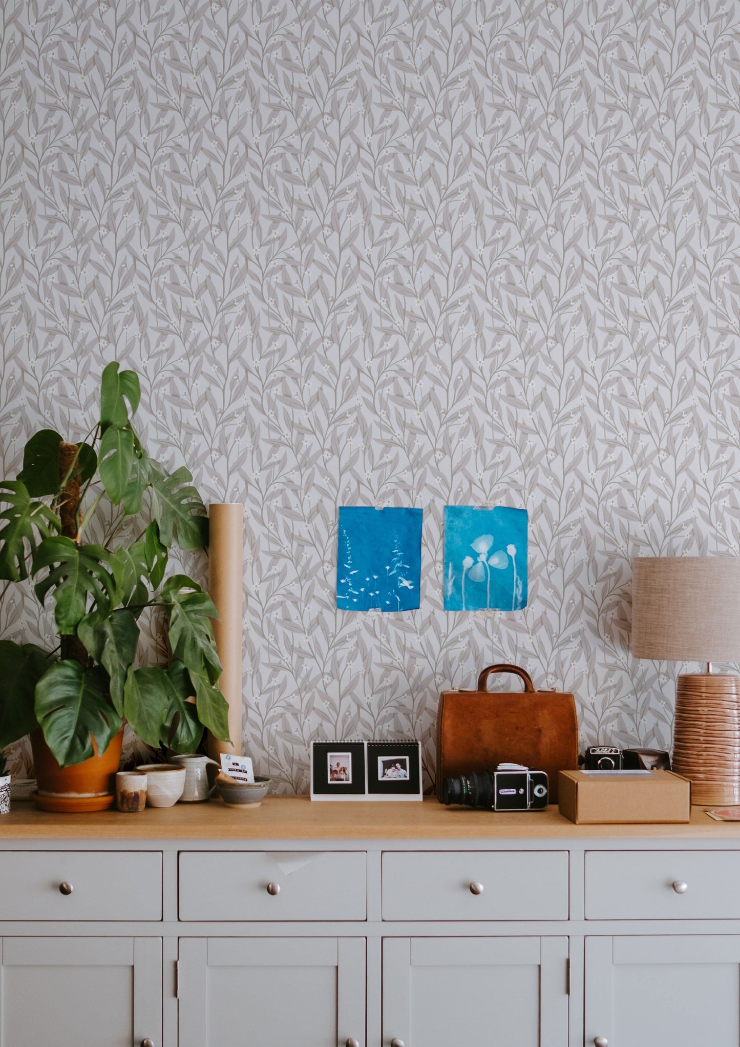 Bloemenbehang - Anemoon - Wit