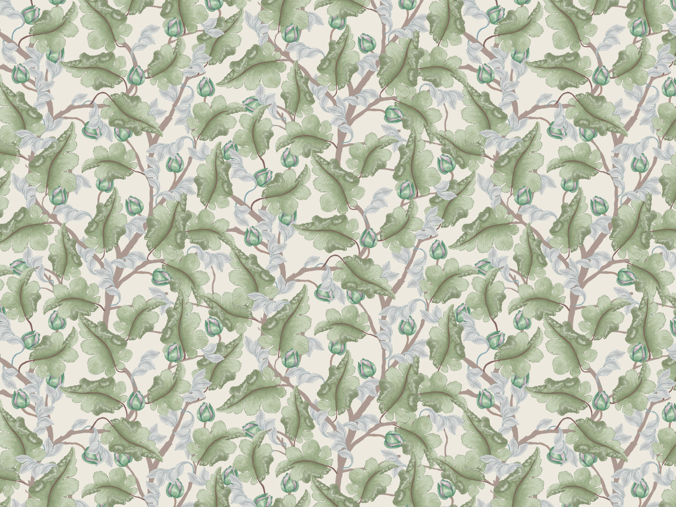 Blumen-Tapete - Ranunkel - Creme & Grün