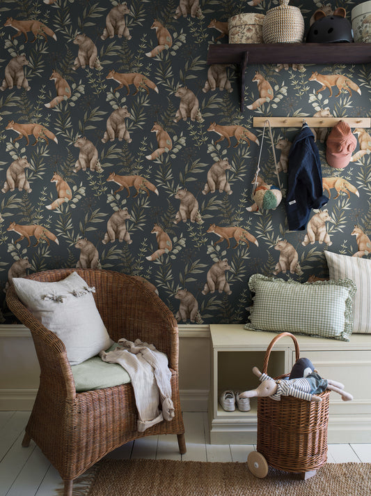 Nursery and Kids wallpaper - Wild Forest Blue