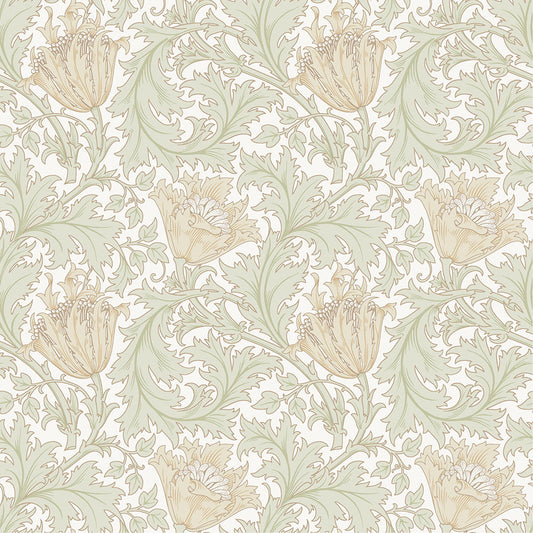 William Morris Wallpaper - Anemone - White and Peach