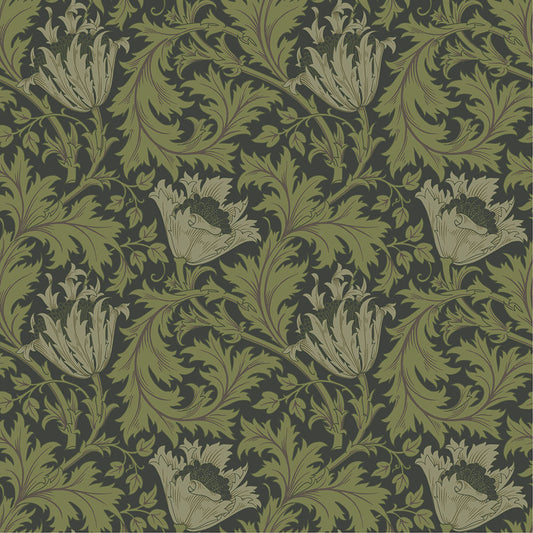 William Morris Tapete - Anemone - Anthrazit