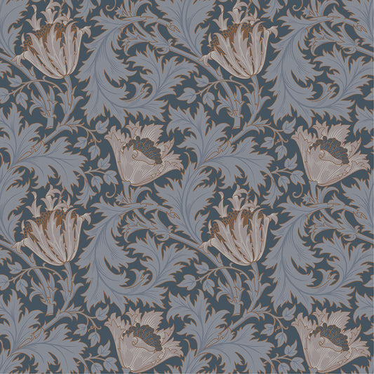 William Morris Wallpaper - Anemone - Dark Blue