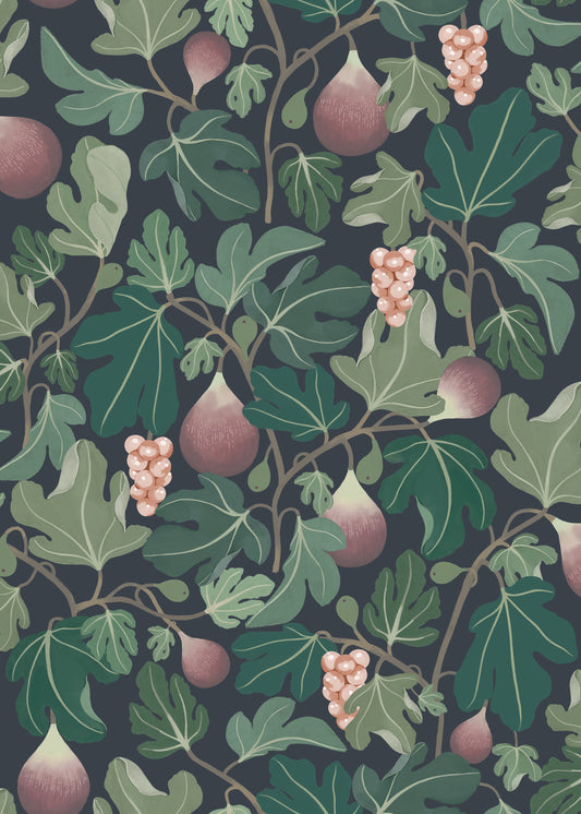 Summer Gray Tapete - Feigen - Weinrot