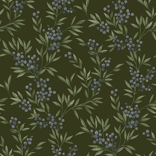 Borastapeter Behang - Bosbessen - Groen en Paars