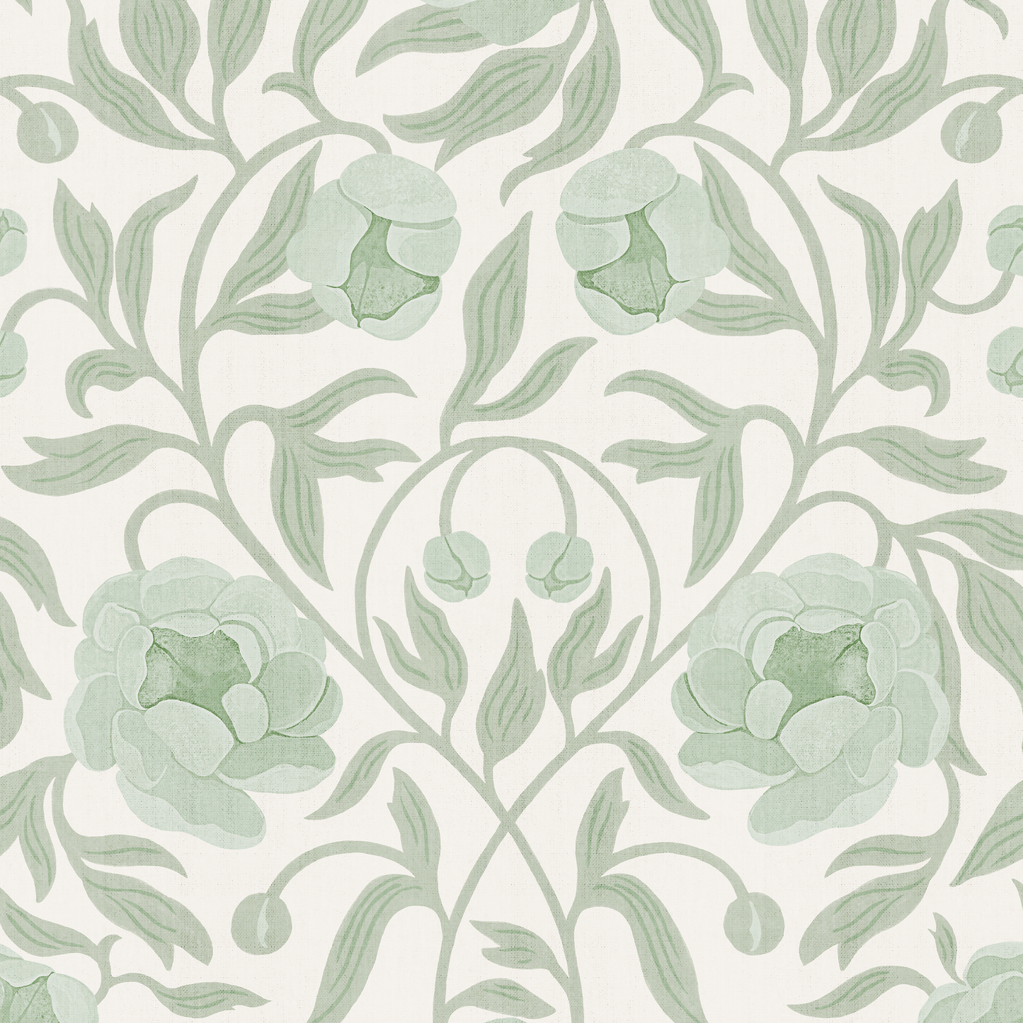 Peony - White & Green