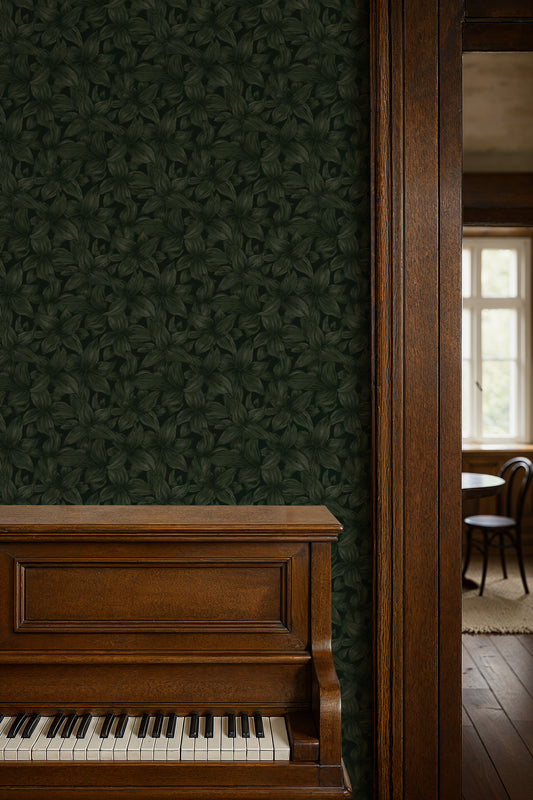 Summer Gray Wallpaper - Folia - Deep Green