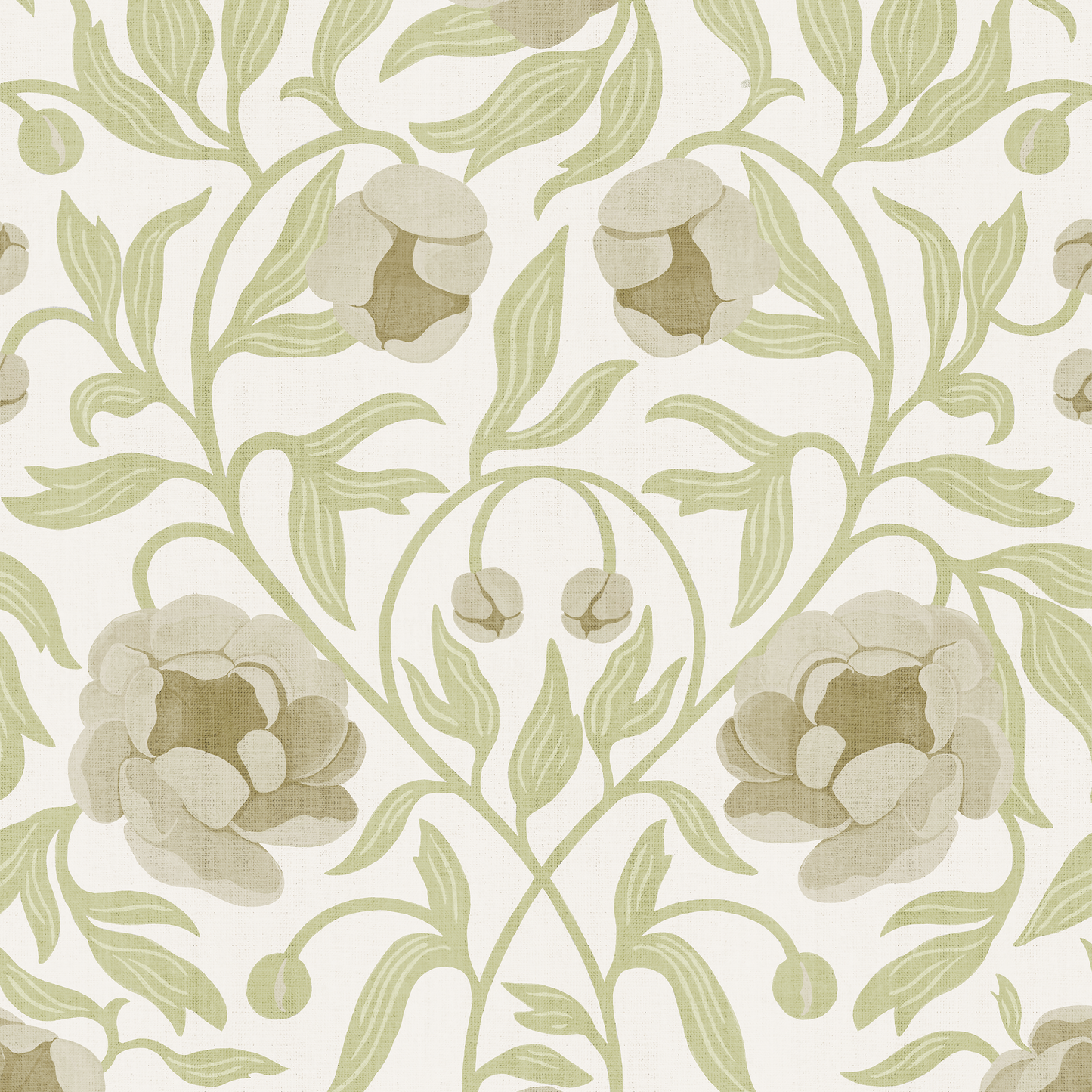 Peony - Cream & Green