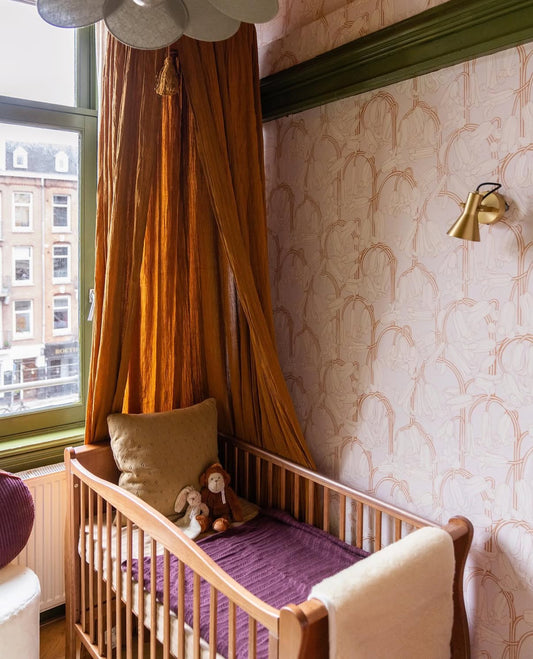 Summer Gray Tapete - Glockenblumen - Rosa & Creme