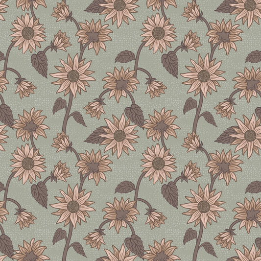 Summer Gray Wallpaper - Sunflowers - Green