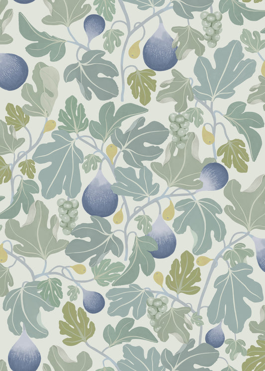 Summer Gray Tapete - Feigen - Blau