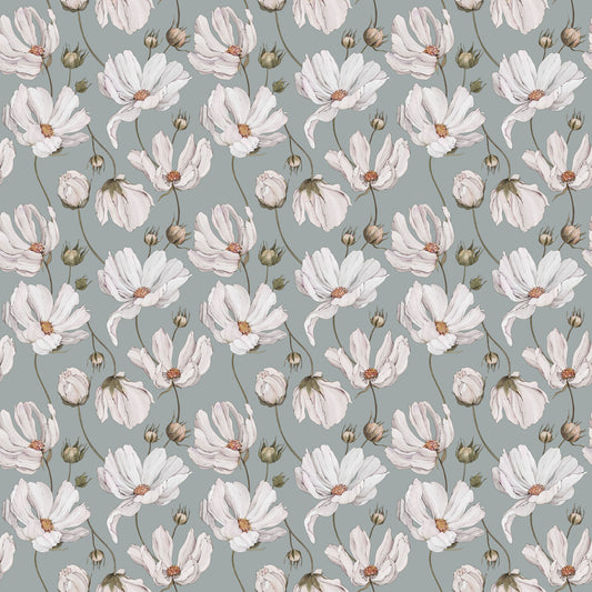Summer Gray Tapete - Gänseblümchen - Blau