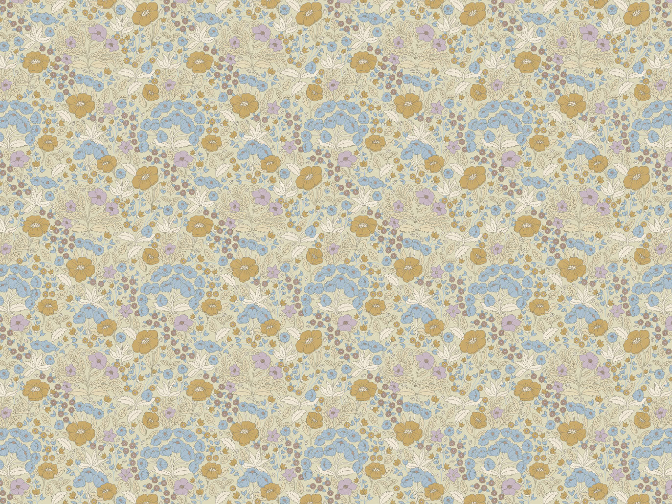Summer Gray Tapet - Doris - Lilac & Mustard (UDSALG)