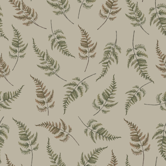 Summer Gray Tapete - Fallende Farne - Sanftes Beige