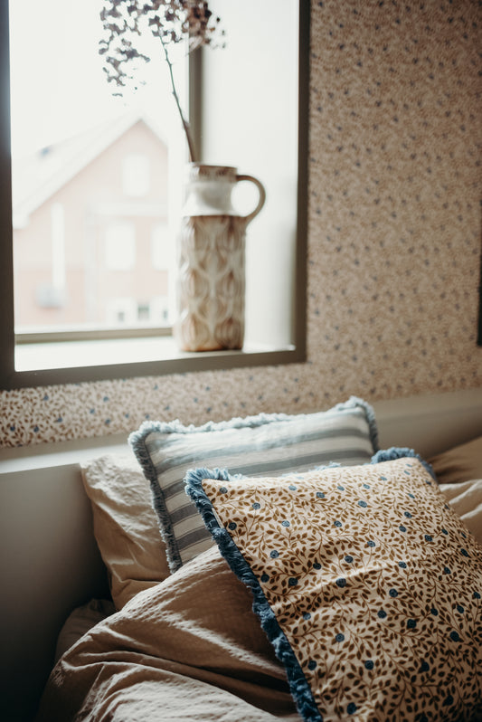 Leinenkissenbezug - Summer Gray - Kletterrose