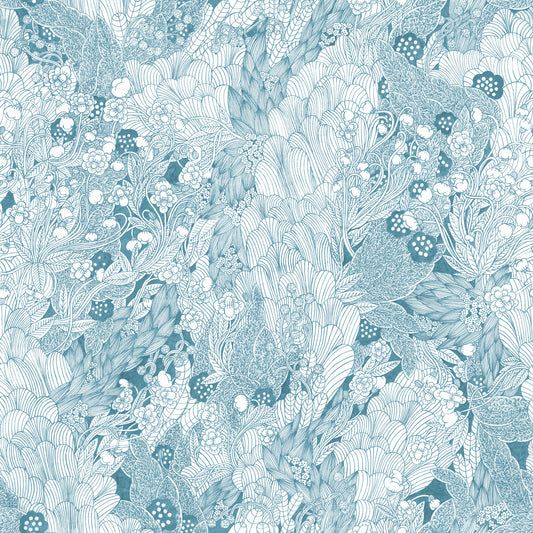 Summer Gray Tapete - Dickicht - Blau
