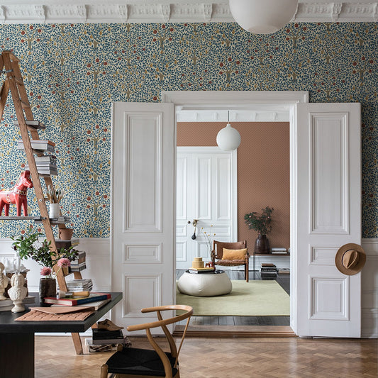 Midbec Wallpaper - Pomona - Cream & Blue 33013