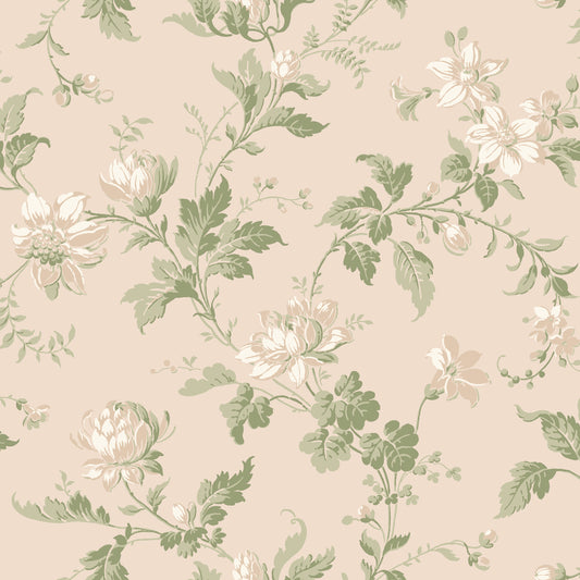 Bloemenbehang - Witte rozen - Roze