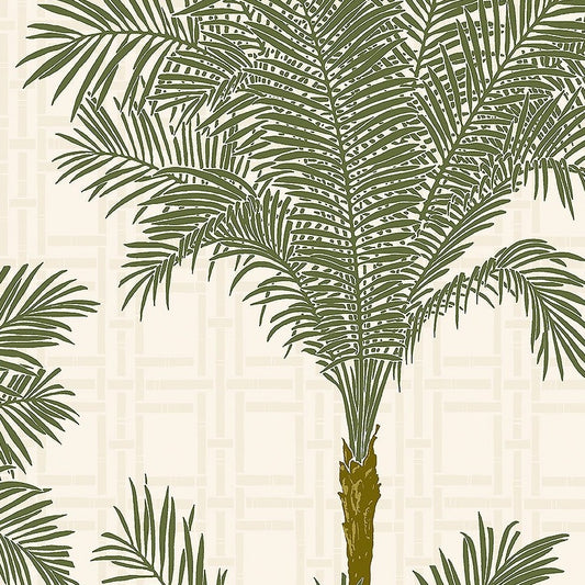 Borastapeter - Copacabana Boom - Groen met Crème Achtergrond
