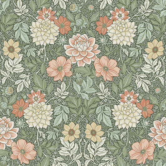 Borastapeter Wallpaper - Dahlia Garden 7666 - Dark Green