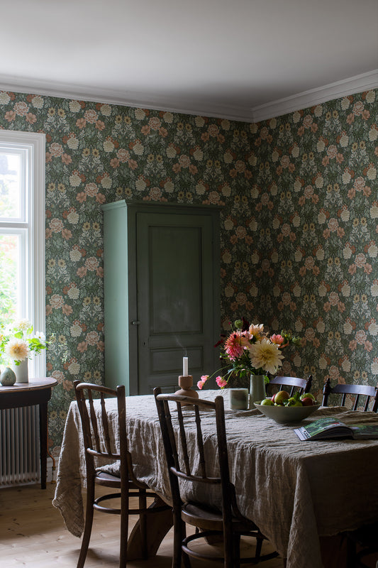 Borastapeter Wallpaper - Dahlia Garden 7666 - Dark Green