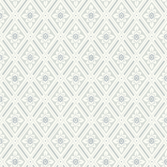 Bloemenbehang - Flower Trellis - Klassiek patroon, Blauw