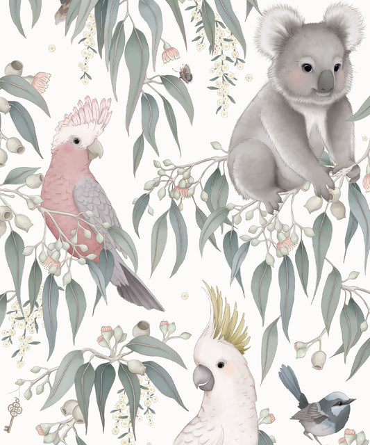 Wandtapete für das Kinderzimmer - Bush Babies von Fleur Harris - Gardenia