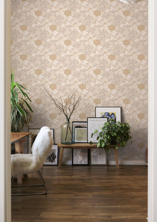 Floral Wallpaper - Summer’s Bloom - Beige