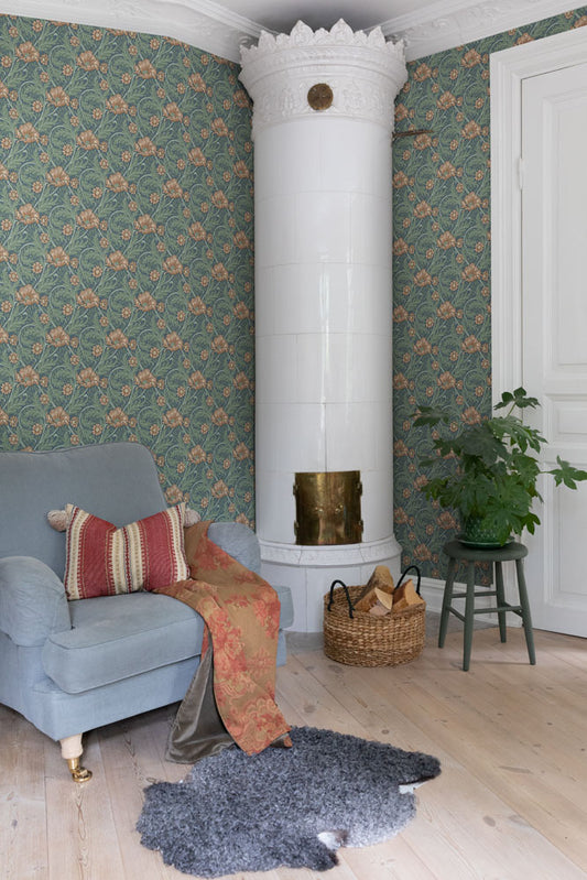 Midbec Wallpaper - Esther Garden - Green & Blue