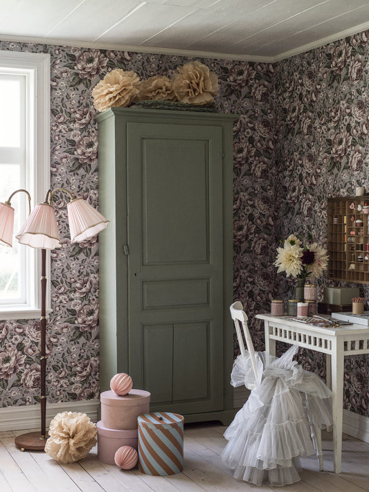 Borastapeter Wallpaper - Rosie - Purple & Green