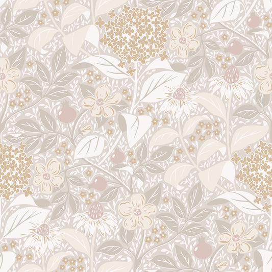 Floral Wallpaper - Summer’s Bloom - Beige