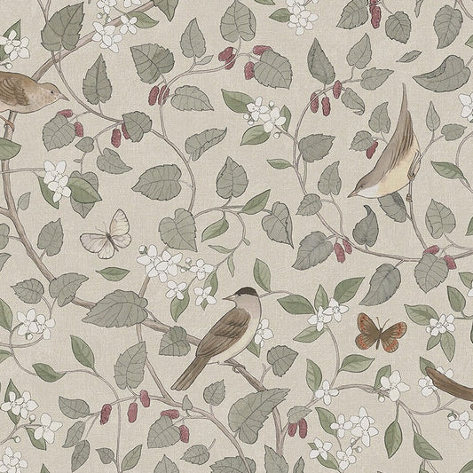 Borastapeter Behang - Sångfåglar - Beige