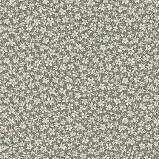 Borastapeter Behang - Bosbloem - Groen/Grijs
