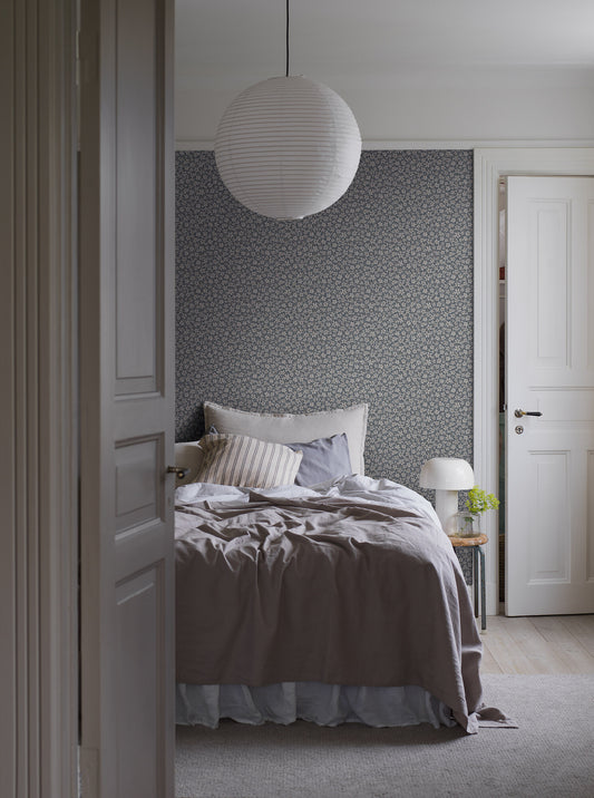 Borastapeter Wallpaper - Skogsblomst - Blue/Grey