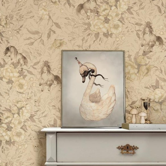 Kinderzimmer Tapete - Ponys für Hollie - Hellgelb