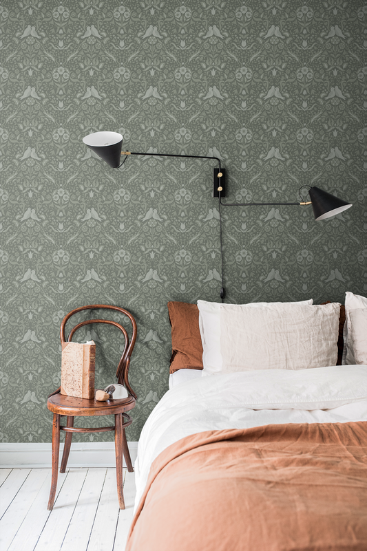 Midbec Wallpaper - Birds & Flowers 'Niki' - Green