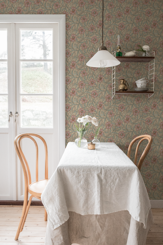 Midbec Wallpaper - Poppy - Beige 28026