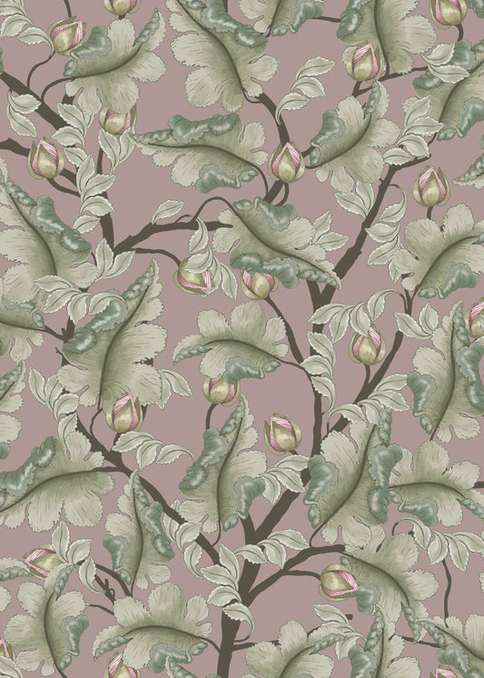 Floral Wallpaper - Ranunculus - Dark Lilac