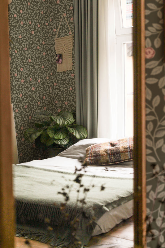 Peel & Stick Behang - Klimroos - Groen